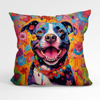 CUSHION Fabric Panel Rainbow Staffie CP-10