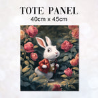 TOTE Panel White Rabbit in a Rose Bush TP-1065