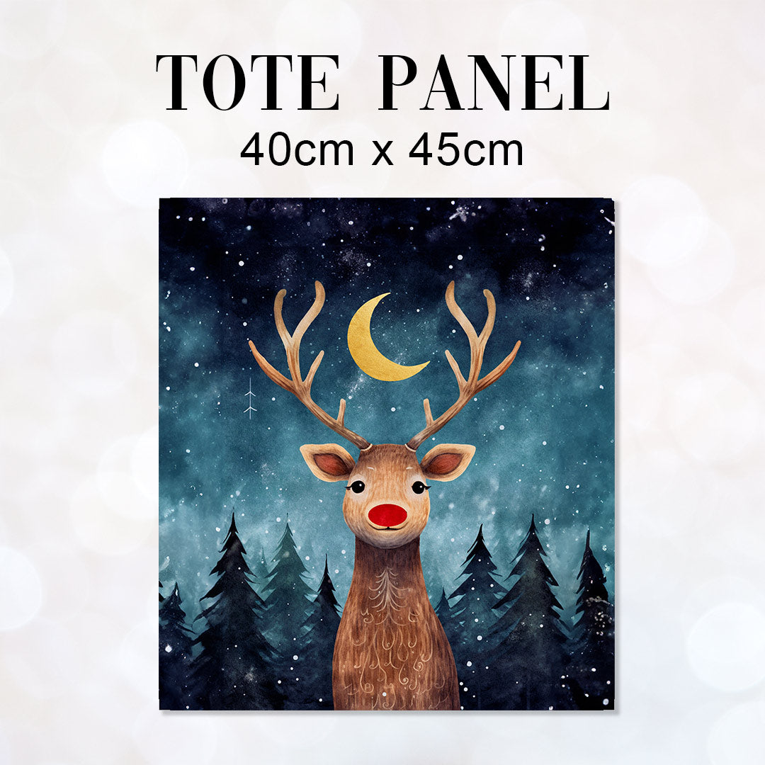TOTE Night Sky Reindeer TP-108 Fabric Bag Panel