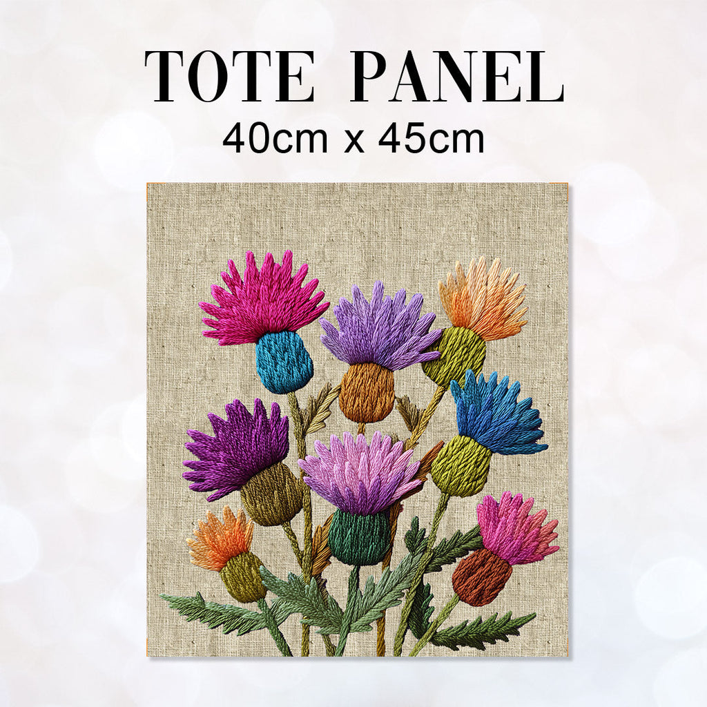 TOTE Panel Stitched Thistles TP-1177