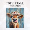 TOTE Panel Floral Cow Blue TP-1156