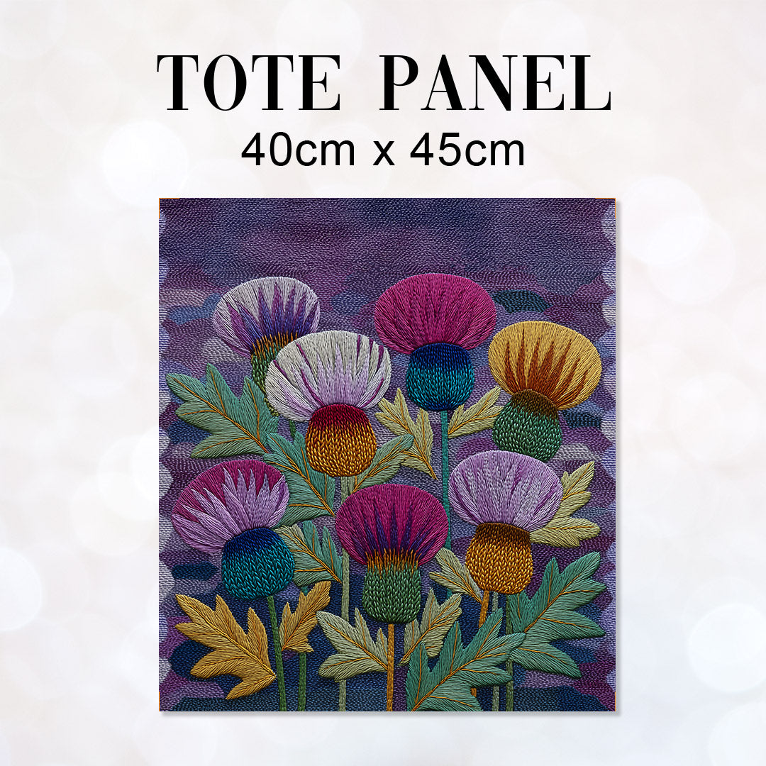 TOTE Panel Stitched Thistles TP-1128