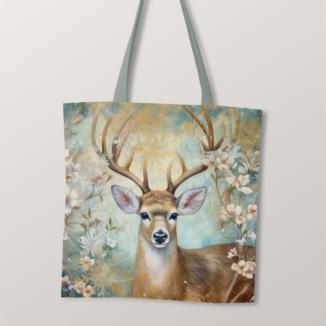 TOTE Deer Flowers TP-115 Fabric Bag Panel