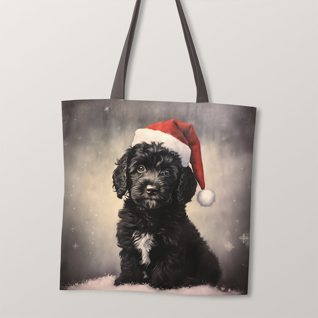 TOTE Cockapoo Santa Hat TP-116 Fabric Bag Panel