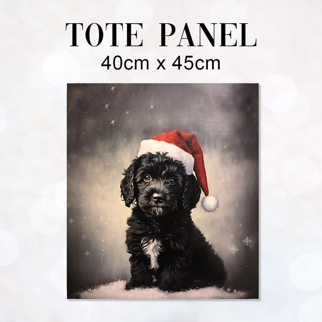 TOTE Cockapoo Santa Hat TP-116 Fabric Bag Panel
