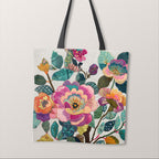 TOTE Fabric Bag Panel Quilted Flowers TP-1179