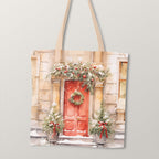 TOTE Red Christmas Door TP-118 Fabric Bag Panel