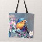 TOTE Fabric Bag Panel Robin on Branch TP-1182