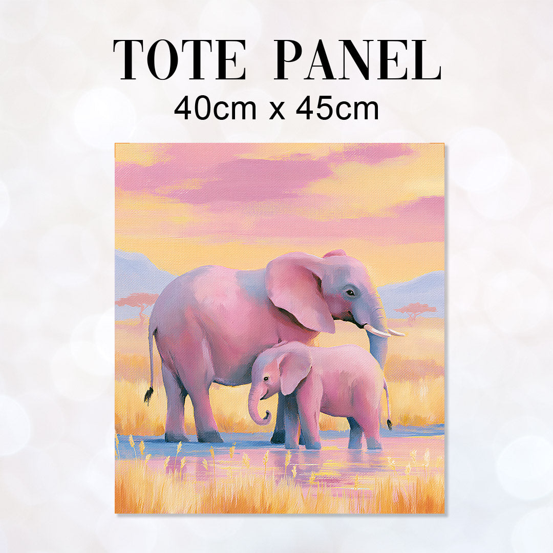 TOTE Fabric Bag Panel Pastel Elephants TP-1183