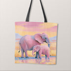 TOTE Fabric Bag Panel Pastel Elephants TP-1183
