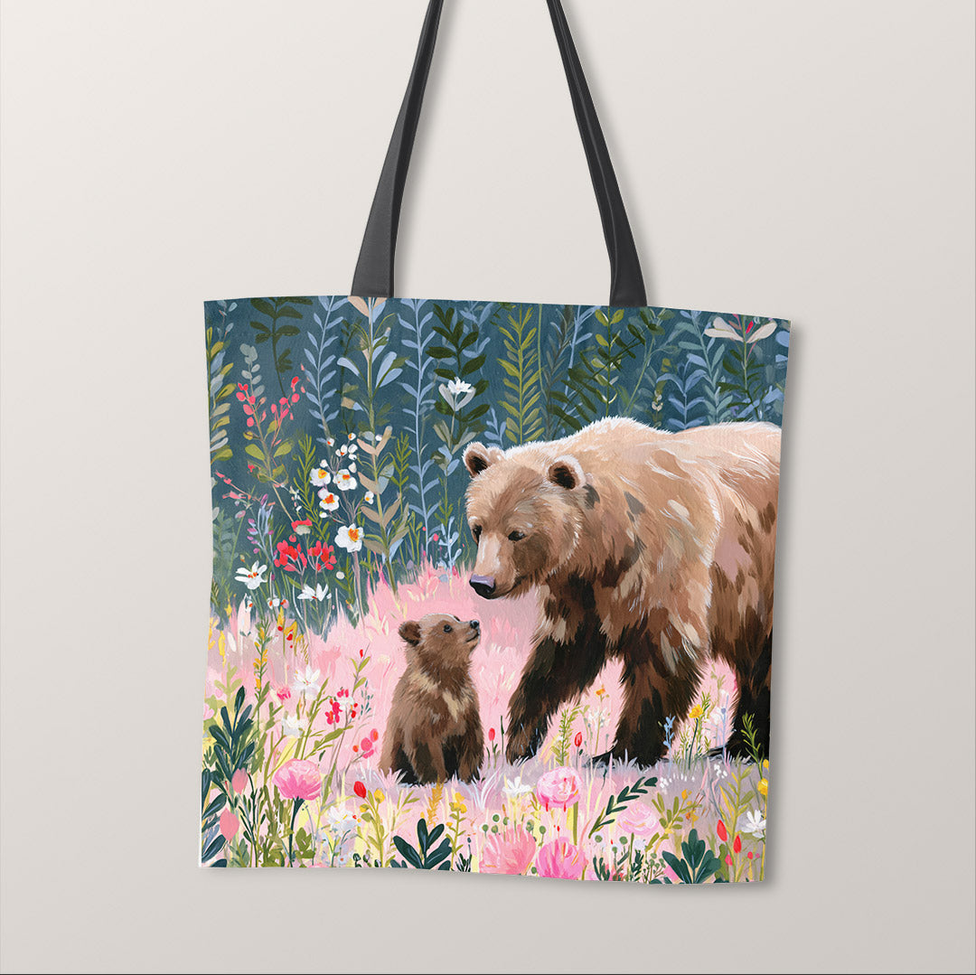 TOTE Fabric Bag Panel Mum and Baby Bear TP-1186