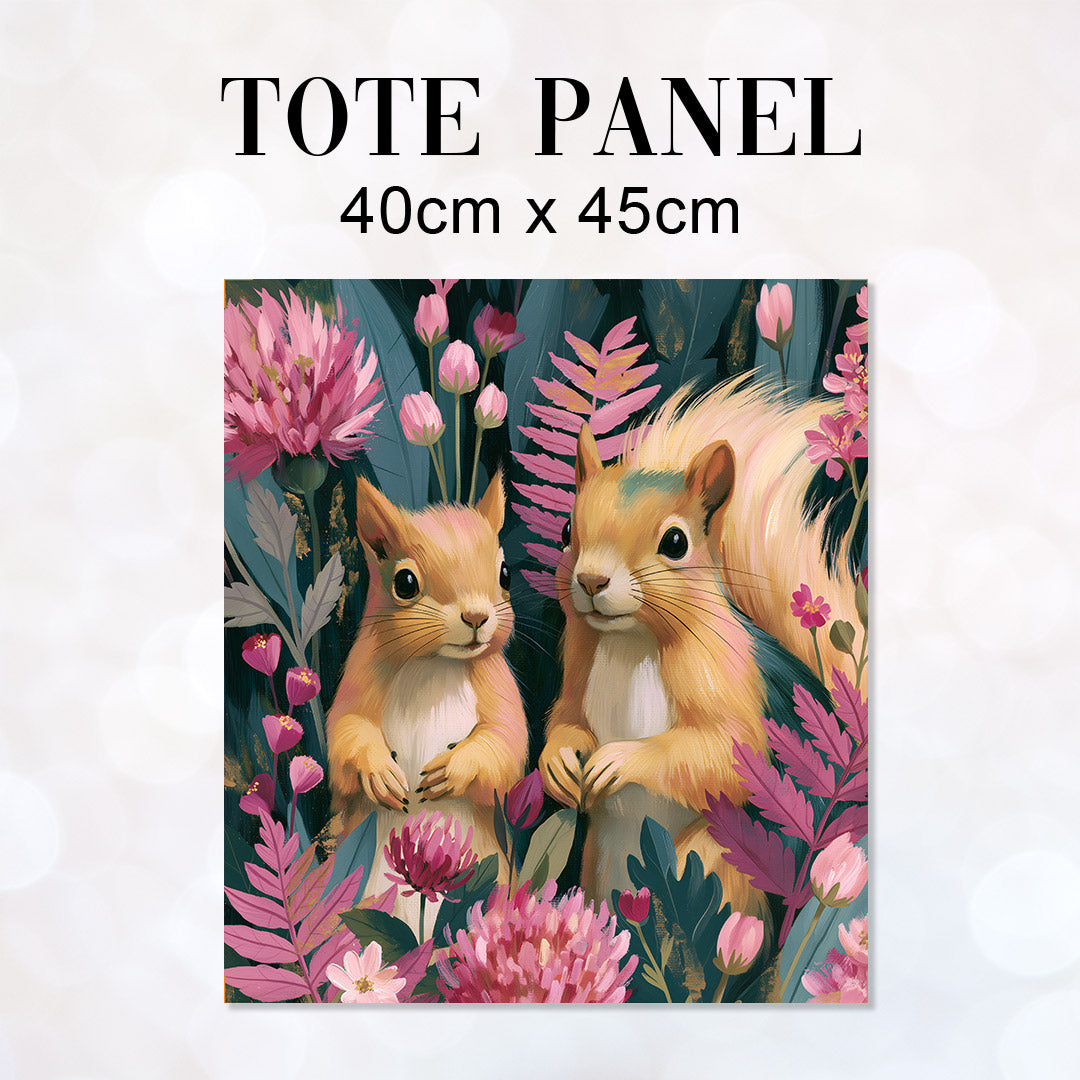 TOTE Fabric Bag Panel Mum and Baby Squirrel TP-1189