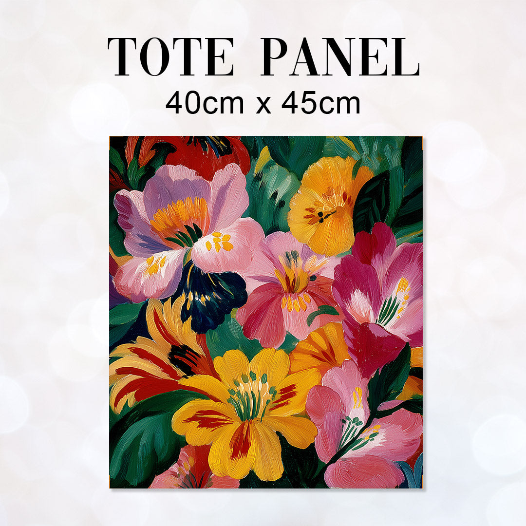 TOTE Fabric Bag Panel Painted Flowers TP-1190