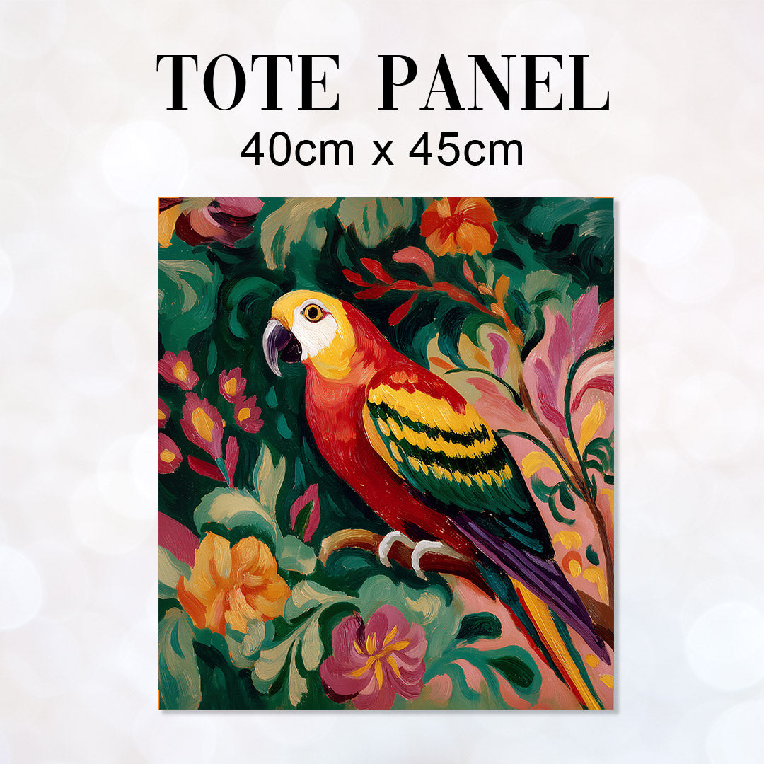 TOTE Fabric Bag Panel Painted Parrot 1 TP-1191