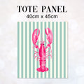 TOTE Fabric Bag Panel Mint Stripes Pink Lobster TP-1195