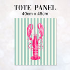 TOTE Fabric Bag Panel Mint Stripes Pink Lobster TP-1195