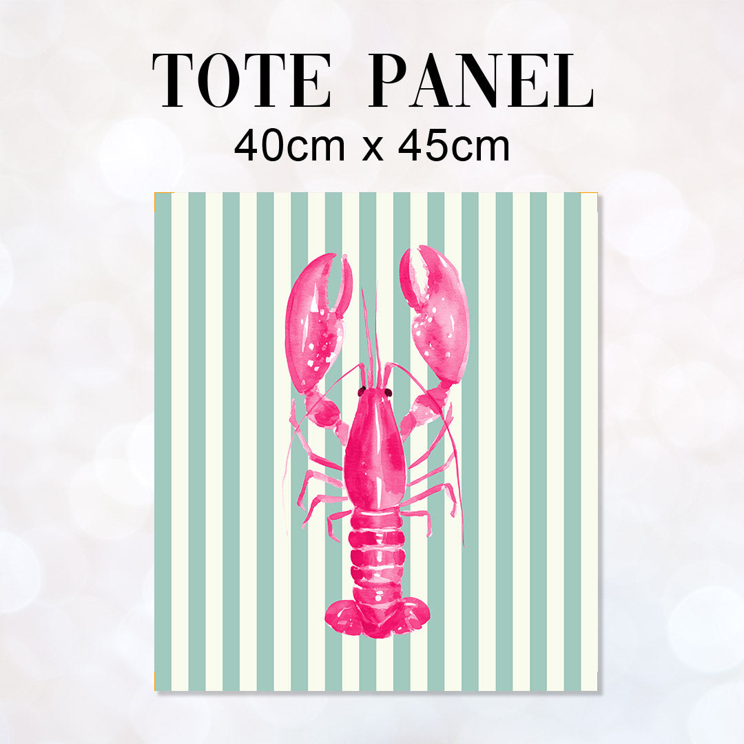 TOTE Fabric Bag Panel Mint Stripes Pink Lobster TP-1195