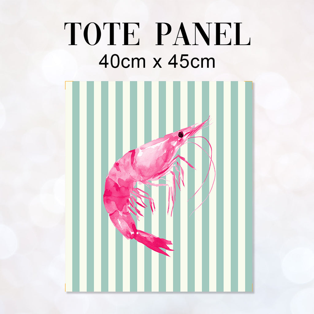 TOTE Fabric Bag Panel Mint Stripes Pink Shrimp TP-1196
