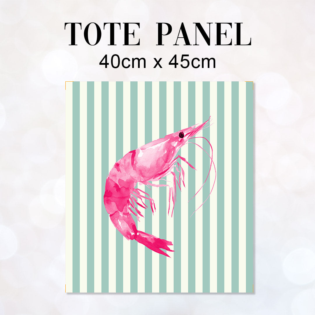 TOTE Fabric Bag Panel Mint Stripes Pink Shrimp TP-1196