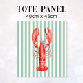TOTE Fabric Bag Panel Mint Stripes Red Lobster TP-1197