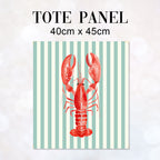 TOTE Fabric Bag Panel Mint Stripes Red Lobster TP-1197