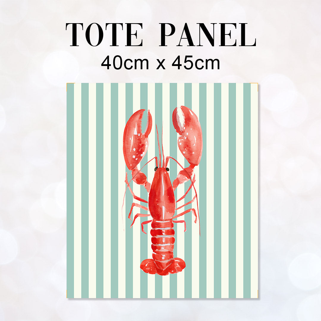 TOTE Fabric Bag Panel Mint Stripes Red Lobster TP-1197