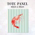 TOTE Fabric Bag Panel Mint Stripes Red Shrimp TP-1198