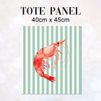 TOTE Fabric Bag Panel Mint Stripes Red Shrimp TP-1198
