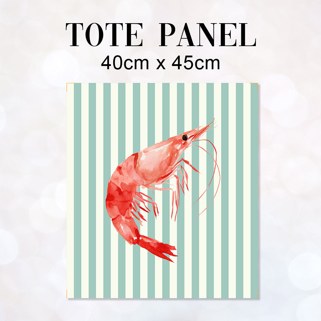 TOTE Fabric Bag Panel Mint Stripes Red Shrimp TP-1198