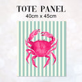 TOTE Fabric Bag Panel Mint Stripes Pink Crab TP-1200