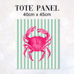 TOTE Fabric Bag Panel Mint Stripes Pink Crab TP-1200