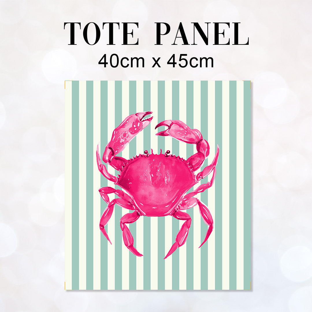TOTE Fabric Bag Panel Mint Stripes Pink Crab TP-1200