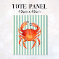 TOTE Fabric Bag Panel Mint Stripes Red Crab TP-1201