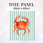 TOTE Fabric Bag Panel Mint Stripes Red Crab TP-1201