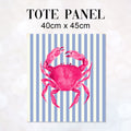 TOTE Fabric Bag Panel Blue Stripes Pink Crab TP-1203