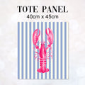 TOTE Fabric Bag Panel Blue Stripes Pink Lobster TP-1204