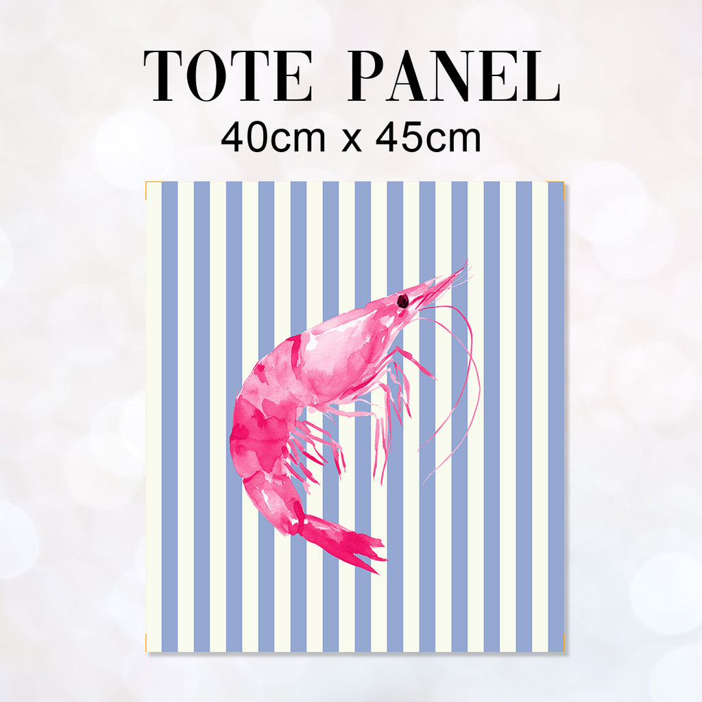 TOTE Fabric Bag Panel Blue Stripes Pink Shrimp TP-1205