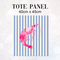 TOTE Fabric Bag Panel Blue Stripes Pink Shrimp TP-1205