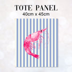 TOTE Fabric Bag Panel Blue Stripes Pink Shrimp TP-1205