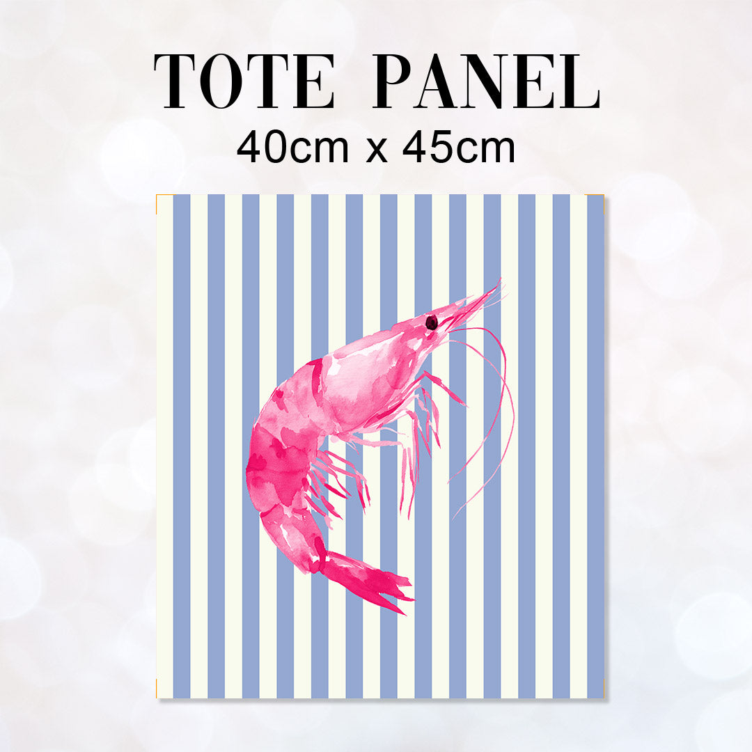 TOTE Fabric Bag Panel Blue Stripes Pink Shrimp TP-1205