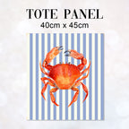 TOTE Fabric Bag Panel Blue Stripes Red Crab TP-1206