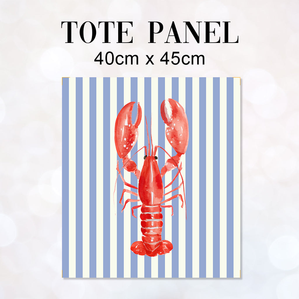 TOTE Fabric Bag Panel Blue Stripes Red Lobster TP-1207