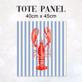 TOTE Fabric Bag Panel Blue Stripes Red Lobster TP-1207
