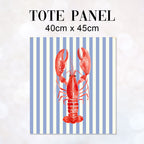TOTE Fabric Bag Panel Blue Stripes Red Lobster TP-1207