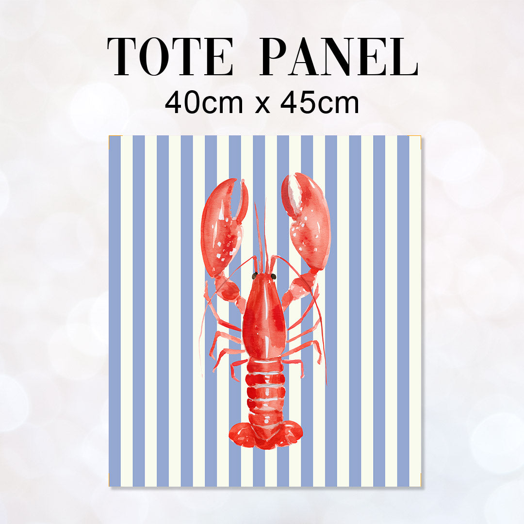 TOTE Fabric Bag Panel Blue Stripes Red Lobster TP-1207