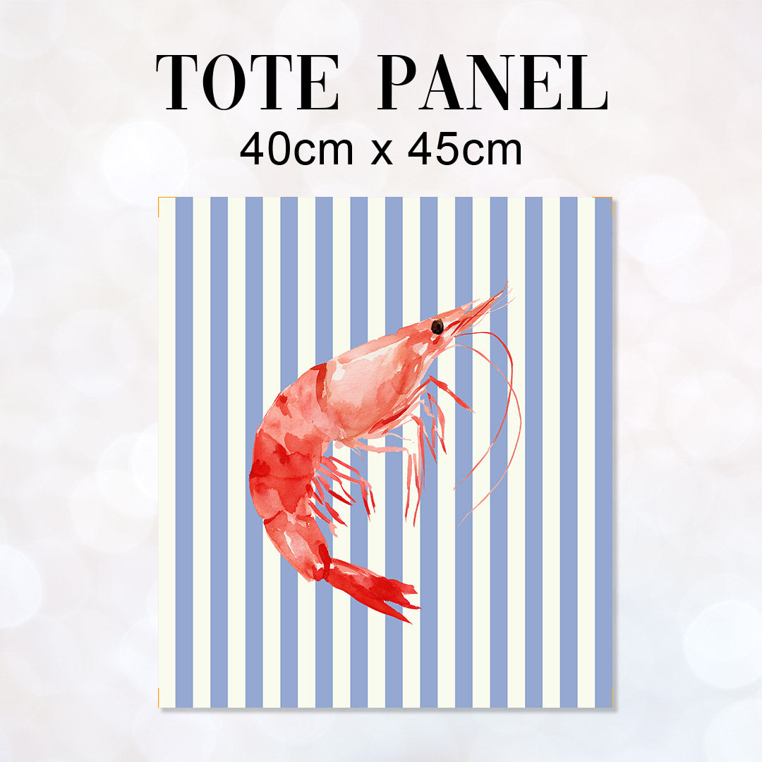 TOTE Fabric Bag Panel Blue Stripes Red Shrimp TP-1208