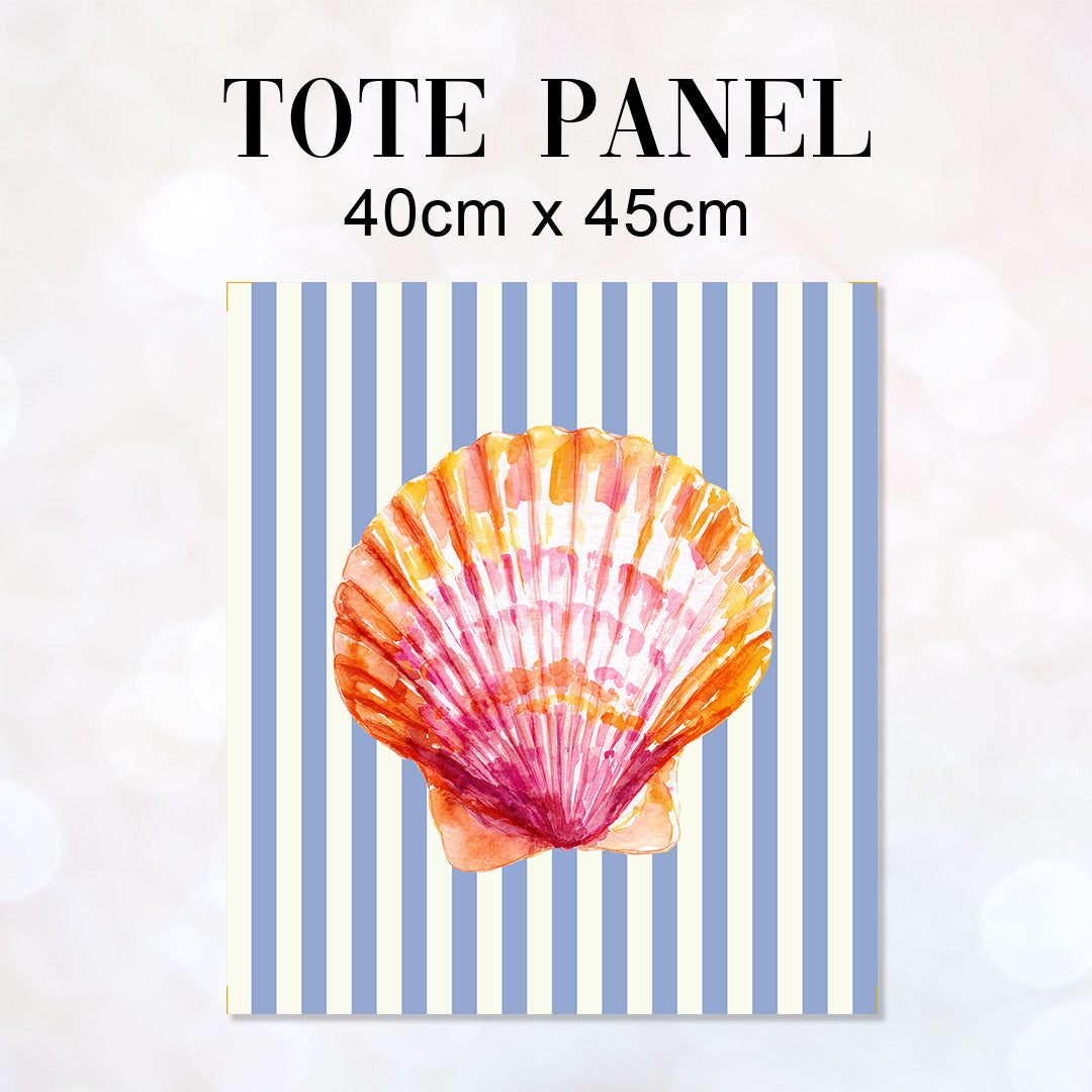 TOTE Fabric Bag Panel Blue Stripes Seashell 1 TP-1209