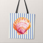 TOTE Fabric Bag Panel Blue Stripes Seashell 1 TP-1209
