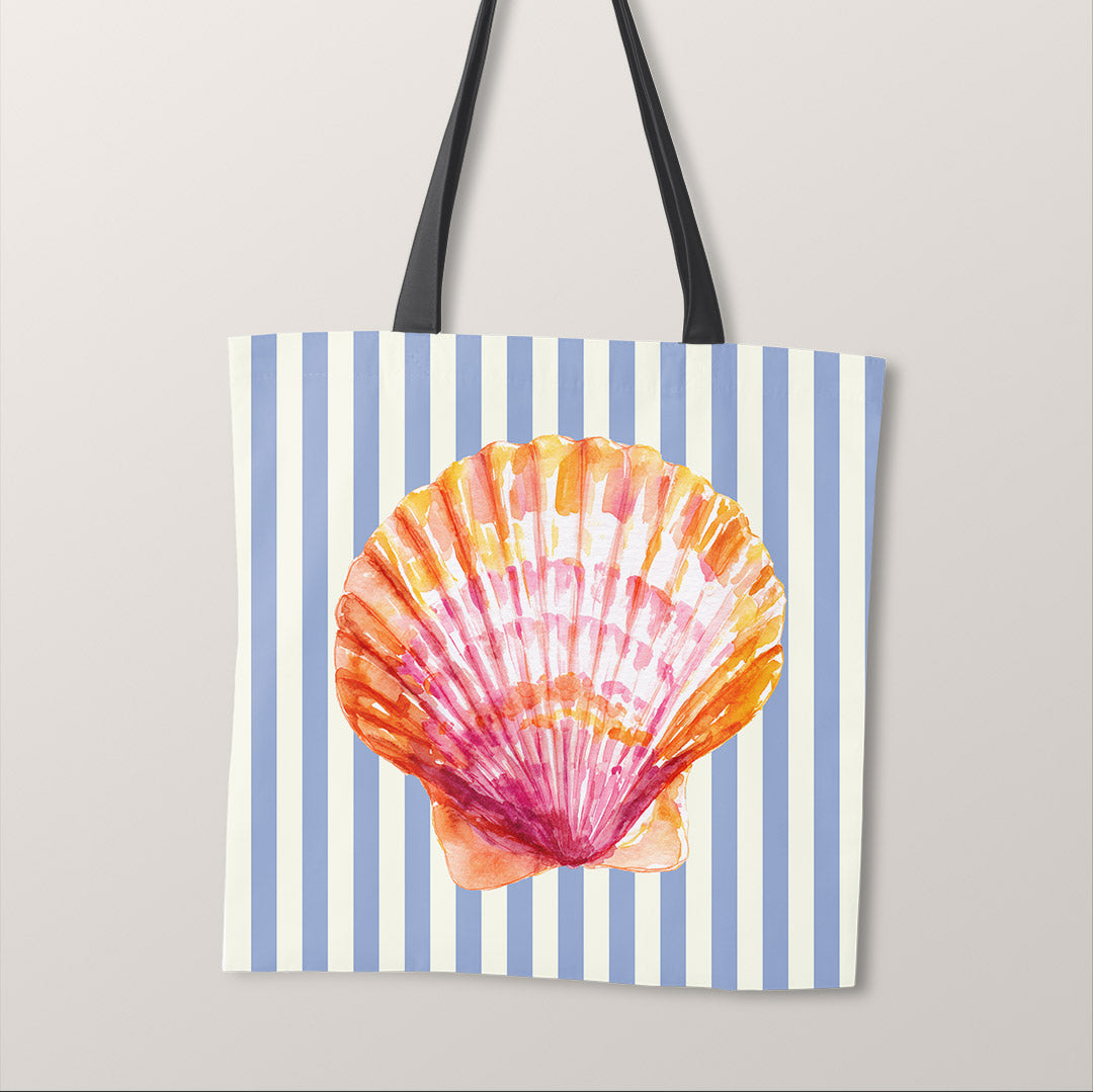 TOTE Fabric Bag Panel Blue Stripes Seashell 1 TP-1209