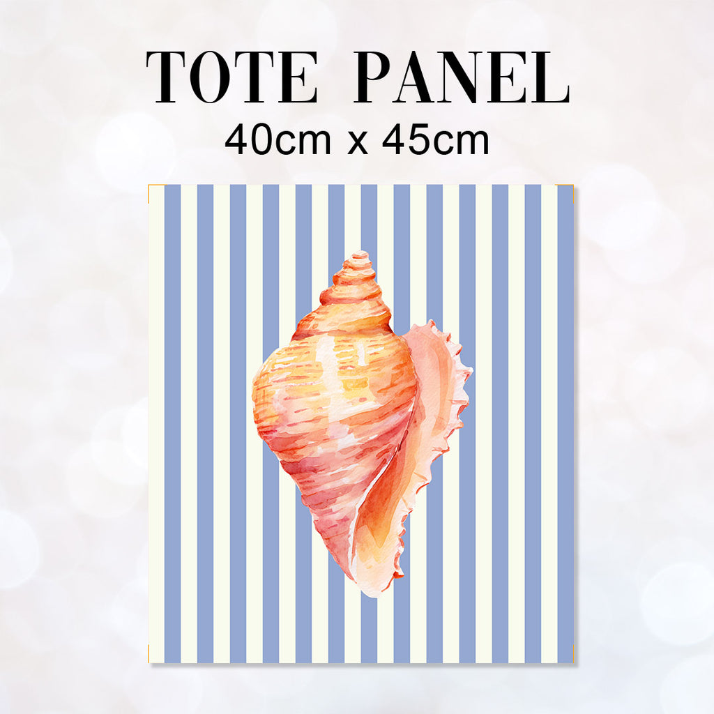 TOTE Fabric Bag Panel Blue Stripes Seashell 2 TP-1210